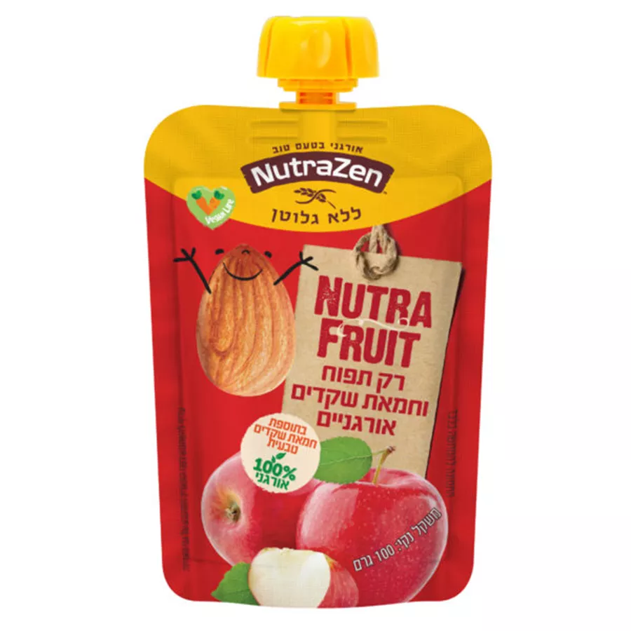 נוטרה זן NUTRA FRUIT- מחית תפוח עץ וחמאת שקדים אורגניים
