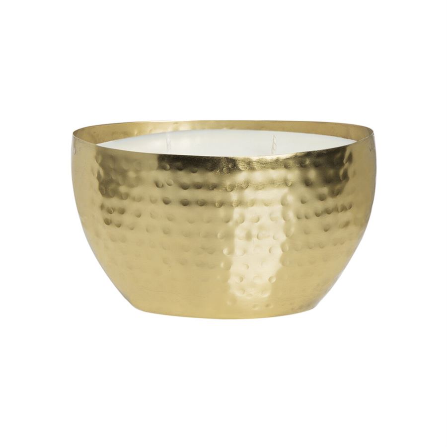 Amber and Teakwood Oval Hammered Bowl 18oz