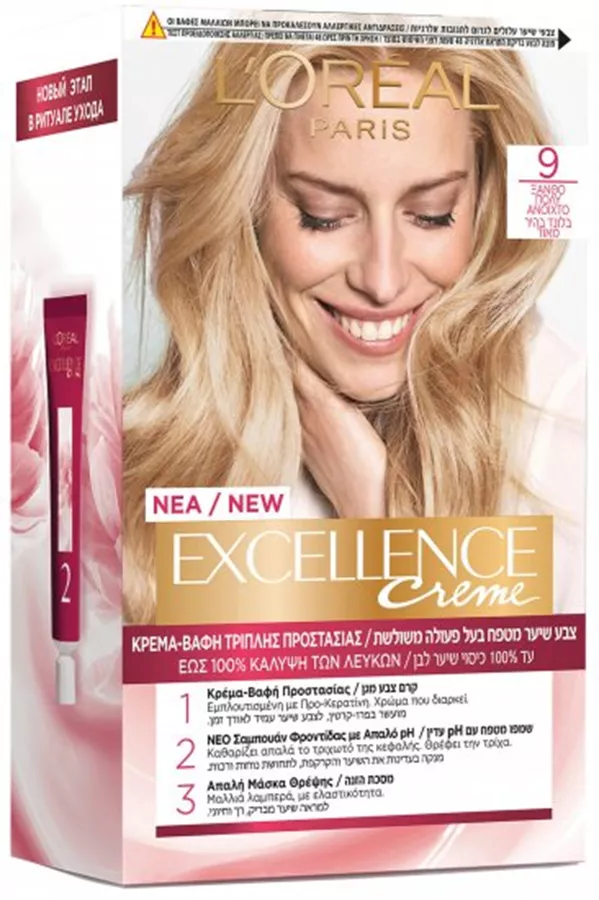 צבע שיער מטפח Loreal Excellence Creme - גוון 9 בלונד בהיר מאוד