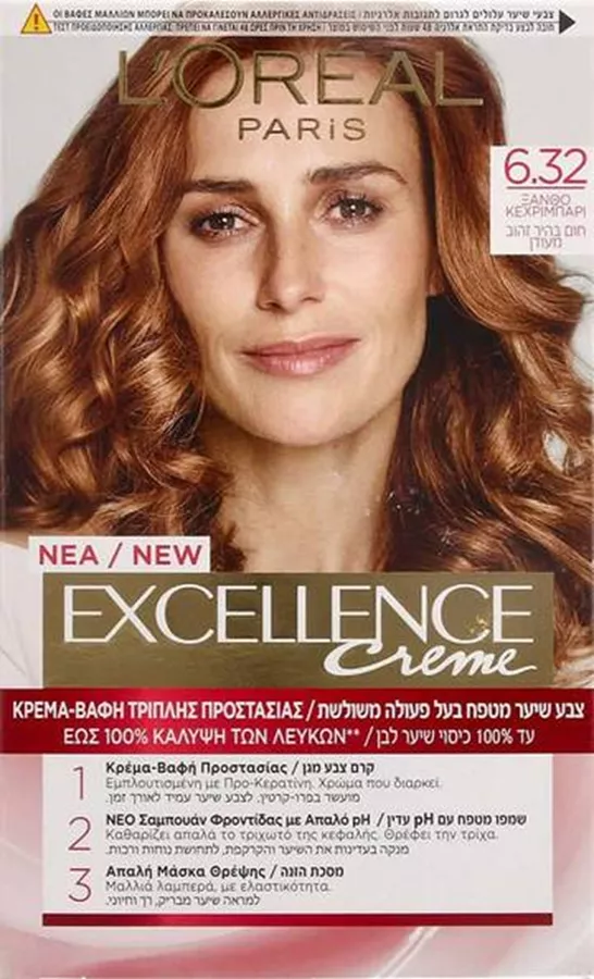 לוריאל אקסלנס צבע לשיער 6.32 חום בהיר זהוב מעודן