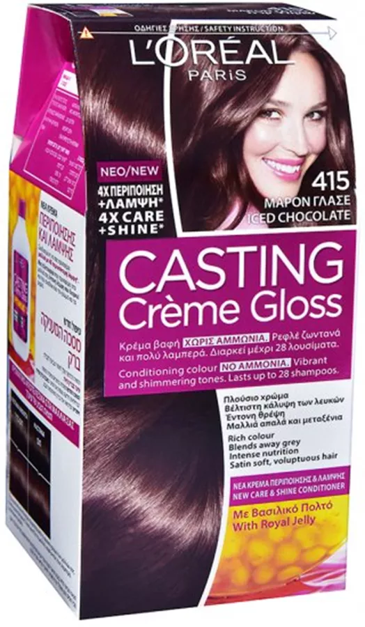 צבע שיער מטפח ומזין Loreal Casting Gloss Creme - גוון 415 שוקולד קרח