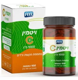 ויטמין סי 1000 מ"ג FEEL VITAMIN C 1000 בתוספת פקעת ורדים טמרה פארם