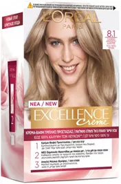 צבע שיער מטפח Loreal Paris Excellence Creme - גוון 8.1 בלונד בהיר אפרפר טמרה פארם