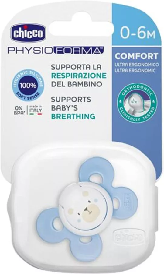 Chicco מוצץ יחיד פיזיו קומפורט - כחול 0-6 חודשים