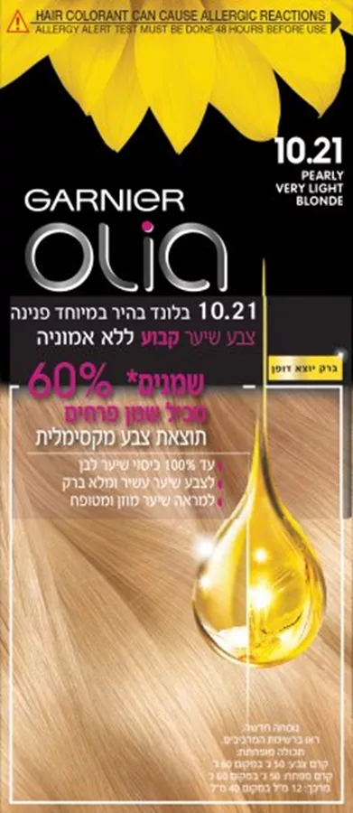 צבע לשיער Garnier Olia - גוון 10.21 בלונד בהיר במיוחד פנינה